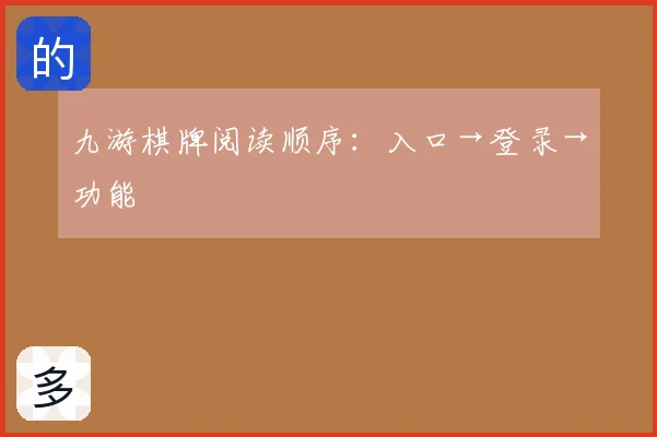 九游棋牌阅读顺序：入口→登录→功能
